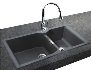 双皇冠佳德巴洛克brq02花岗岩水槽黑色德国进口套餐含龙头