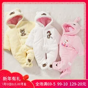 Em bé ra khỏi áo khoác, jumpsuit, mùa thu đông, em bé nữ, quần áo ấm, dày ấm, quần áo sơ sinh, cộng với nhung