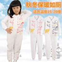 Trẻ em cộng với cotton cotton mùa thu và mùa đông Cô gái 3 tuổi 5 trẻ lớn 7 em bé dày ấm áp đồ ngủ ấm áp 4 bé trai đi vệ sinh body chip cho bé sơ sinh