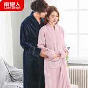 Váy ngủ nam cực nam mùa đông đồ ngủ flannel nam dày mùa thu san hô lông cừu dài đôi áo choàng tắm kích thước lớn