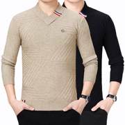 Mùa thu và mùa đông Áo len cashmere nguyên chất của nam giới Áo len cổ chữ V dày cho nam