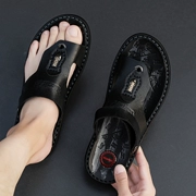 2019 dép mới của nam xu hướng dép xỏ ngón đôi nam da sử dụng dép nam thời trang bên ngoài đi dép đi biển - Giày thể thao / sandles