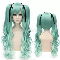 Vocaloid Hatsune Miku Curly green Ponytails Cosplay Wig