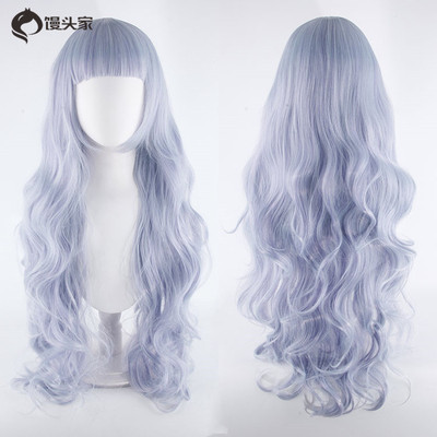 taobao agent Universal black and white wig, cosplay, 80cm, mid length, curls