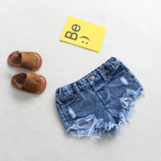 Quần short nữ denim 2019 hè bé lỗ quần trẻ em nước ngoài mặc quần nữ nữ kho báu - Quần jean