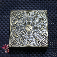 Медная ретро квадратная чернильная подушечка, китайский гороскоп