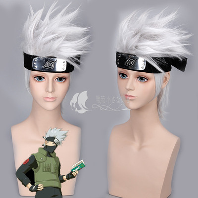 taobao agent Steamed Bun Fighting Kakashi Wiggatta Naruto Cosplay wig silver -white accessories