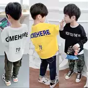 Áo thun bé trai dài tay 2019 áo sơ mi trẻ em lớn cho trẻ em Hàn Quốc Quần áo bé trai giản dị mùa xuân và áo len mùa thu - Áo thun