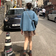 2018 phiên bản Hàn Quốc lỏng lẻo áo len dài tay dài phần + áo khoác len ngắn áo khoác mùa thu f quần áo phụ nữ mới - Áo khoác ngắn