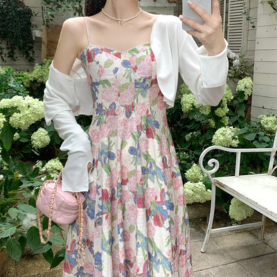 taobao agent Advanced dress, plus size, french style, floral print, bright catchy style, high-quality style