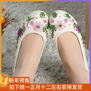 2017 xuân hè mới retro gió quốc gia giày nữ văn học giày vải văn học Trung Quốc phong cách Hanfu vải đơn giày thấp giày nữ