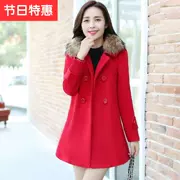 Áo khoác nữ 201a8 phổ biến mùa thu đông phiên bản Hàn Quốc với áo choàng lông cổ áo len nữ dài phần mới buông lơi - Áo Hàn Quốc