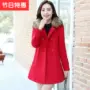 Áo khoác nữ 201a8 phổ biến mùa thu đông phiên bản Hàn Quốc với áo choàng lông cổ áo len nữ dài phần mới buông lơi - Áo Hàn Quốc áo khoác dáng dài nữ
