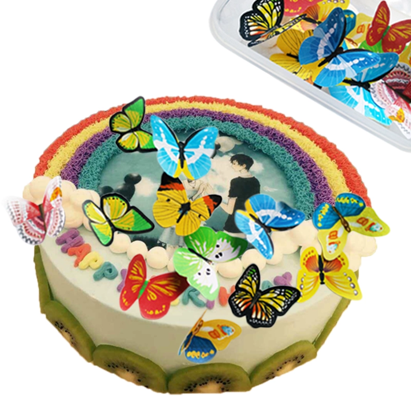 Tráng miệng đĩa lạnh chèn sô cô la tự làm hoa văn cắm hoa 3d bướm trang trí giấy gạo dính giấy - Minh họa / Falsies