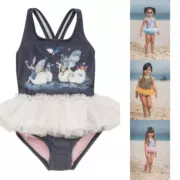 Quần áo trẻ em ngày lễ bé gái thiên nga hoa báo một mảnh áo tắm lưới áo tắm áo tắm bikini 1-3 tuổi - Đồ bơi trẻ em
