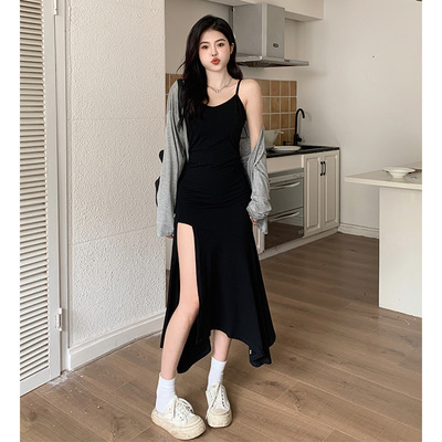 taobao agent Black fitted long design dress, plus size, trend of season