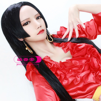 taobao agent Black split head road long straight hair One Piece queen wig Boyahan Cook sword four cosplay wig