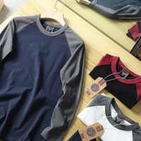 (Трансграничная торговля), осенний хлопковый лонгслив с круглым воротником, в американском стиле, классическая длина