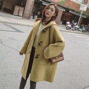 Áo khoác nịt ngực nữ dài phần 2018 mùa đông mới dành cho nữ phiên bản Hàn Quốc của chiếc áo khoác len trùm đầu dày đơn giản - Áo Hàn Quốc