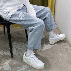 淺色牛仔褲男闊腿薄款韓版潮流秋季寬鬆直筒百搭老爹褲子潮牌ins