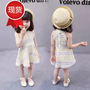 2019 phiên bản mới của Hàn Quốc cho bé gái váy mùa hè Váy bé gái vừa và nhỏ chấm bi treo cổ váy quần áo trẻ em - Khác