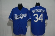MLB Dodgers Jersey Dodgers Đồng phục bóng chày 34 VALENZUELA Đào tạo thi đấu tay áo ngắn màu xanh và trắng - Thể thao sau