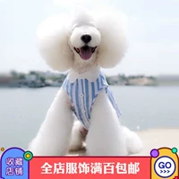 Summer Breguet Teddy Cat Dog Pet Trang phục cho thú cưng 乖乖 Peter Pan Cổ áo Áo sơ mi sọc xanh - Quần áo & phụ kiện thú cưng áo mưa cho chó