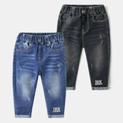 Thời trang hàn quốc trẻ em quần jeans cotton bé thun co giãn 2019 mùa thu mới quần áo bé trai quần thủy triều - Quần jean