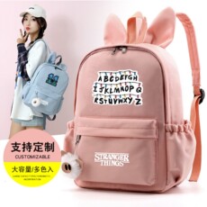 Заказной рюкзак 怪奇物语stranger things同款兔耳朵双肩书包韩版背包学生大容量