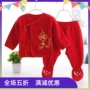 Trẻ sơ sinh cotton đồ lót lớn màu đỏ sinh ra đầy đủ mặt trăng quần áo cotton tóc bé mùa thu quần áo phù hợp với bộ quần áo mùa thu nhà sư - Quần áo lót thời trang trẻ em hàn quốc