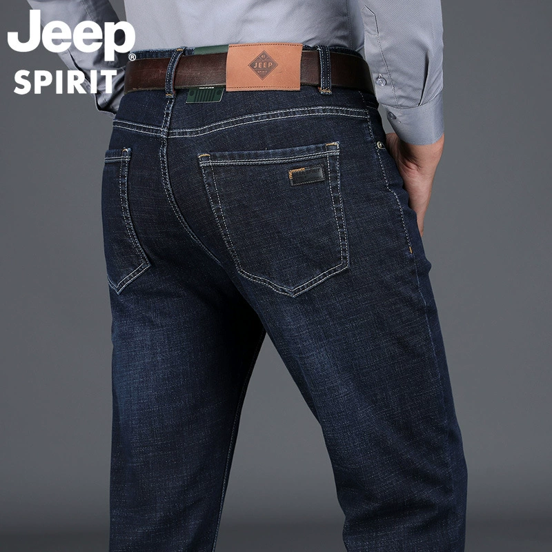 JEEP jeans nam mùa xuân và mùa thu nam mới kích thước lớn quần denim dài phần dày quần giản dị mùa thu và mùa đông đích thực - Quần jean