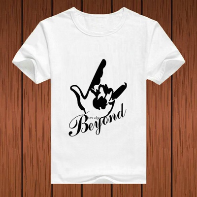 taobao agent Beyond Huang Jiaju Sign language love gesture short -sleeved T -shirt band clothes rock men and women couple bottom shirts