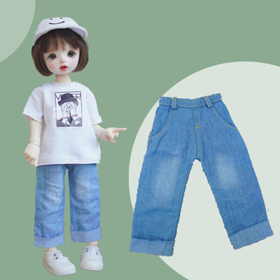 taobao agent Free shipping spot BJD 6 minutes, 1/6 YOSD men's and women's doll clothes pants, water scrub roll edge jeans