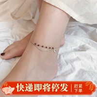 Toàn thân s925 sterling bạc garnet vòng chân nữ phiên bản Hàn Quốc của sinh viên đơn giản gợi cảm Sen Sở mật ong lá retro vòng chân cho nữ