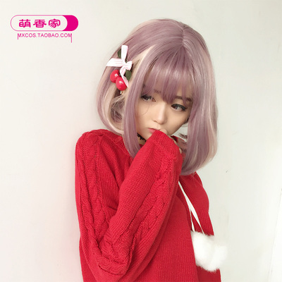 taobao agent Free shipping cute wig, pink purple pear flower curly short hair / Japanese street style / daily Harajuku, the same style as sister Yu