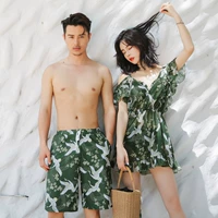 Cặp vợ chồng retro áo tắm bikini bikini ba mảnh thép tập hợp ngực giảm béo bụng bãi biển spa đồ bơi nam - Vài đồ bơi đồ đôi đi biển 2020