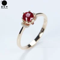Золотое натуральное рубиновое красное бриллиантовое кольцо, 18 карат, розовое золото