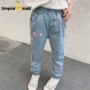 Cô gái hàng chục cotton yêu quần bé trai chống nắng quần mùa hè 2019 mẫu lớn trẻ em giả denim quần chống muỗi - Quần jean quần bò lót lông cho bé