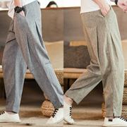 Mùa hè phong cách Trung Quốc quần mỏng nam giản dị quần retro quần lỏng chân rộng kích thước lớn quần nam quần cotton - Quần mỏng