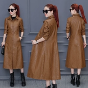 2019 mới mùa xuân và mùa thu dài của phụ nữ quần dài bằng da đầu gối nữ phiên bản Hàn Quốc của áo khoác mỏng gió khí giảm béo áo khoác nữ thủy triều - Quần áo da