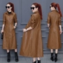 2019 mới mùa xuân và mùa thu dài của phụ nữ quần dài bằng da đầu gối nữ phiên bản Hàn Quốc của áo khoác mỏng gió khí giảm béo áo khoác nữ thủy triều - Quần áo da áo da báo