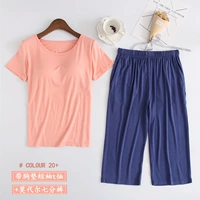 Пижама, летний топ с чашечками, комплект, тонкая футболка, штаны, оверсайз, короткий рукав