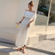 Điểm nhấn Hàn Quốc Dongdaemun Women 2019 Mùa hè Phong cách mới Một bộ đồ lót bằng da Đầm ren Đầm maxi ms - Váy dài