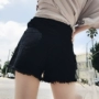 Phụ nữ mang thai quần short denim nữ hè 2019 mới mặc phiên bản Hàn Quốc của quần lửng đen nóng bỏng giảm béo - Phụ nữ mang thai quần / quần bụng quần tất bầu