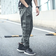 Quần yếm mùa thu nam giới thương hiệu thanh niên giản dị bỏ túi quần trong xu hướng quần quần Yu Wenle vải quần