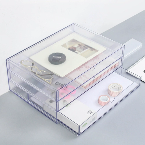 Усовершенствованный бизнес -прозрачный A4 Настольный настольный компьютер Трехнологический файловый шкаф горизонтальный ящик Сортировка и хранение канцелярские товары канцелярские товары офис