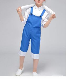 !小荷风采劳动最光荣舞蹈服演出服六一儿童背带裤表演水壶铲子道