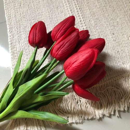 5/10pcs Tulips Artificial Flower Pu Real Touch