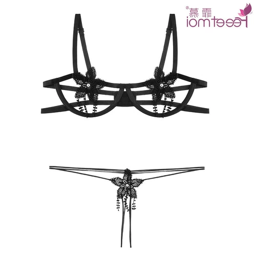 水 水 趣 趣 Вода -Сорастворимый вышитый цветочный полый сексуальный женский три -точечный браслет -костюм 7156+7157