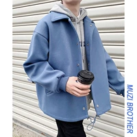 Демисезонное брендовое короткое шерстяное пальто, цветной плащ, куртка для отдыха, 2020, свободный крой, в корейском стиле